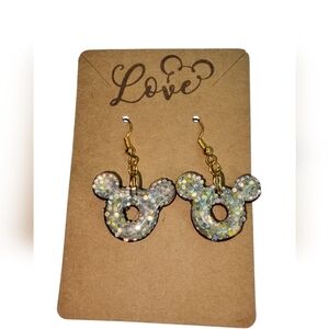 Iridescent Mickey Gold Chain Earrings